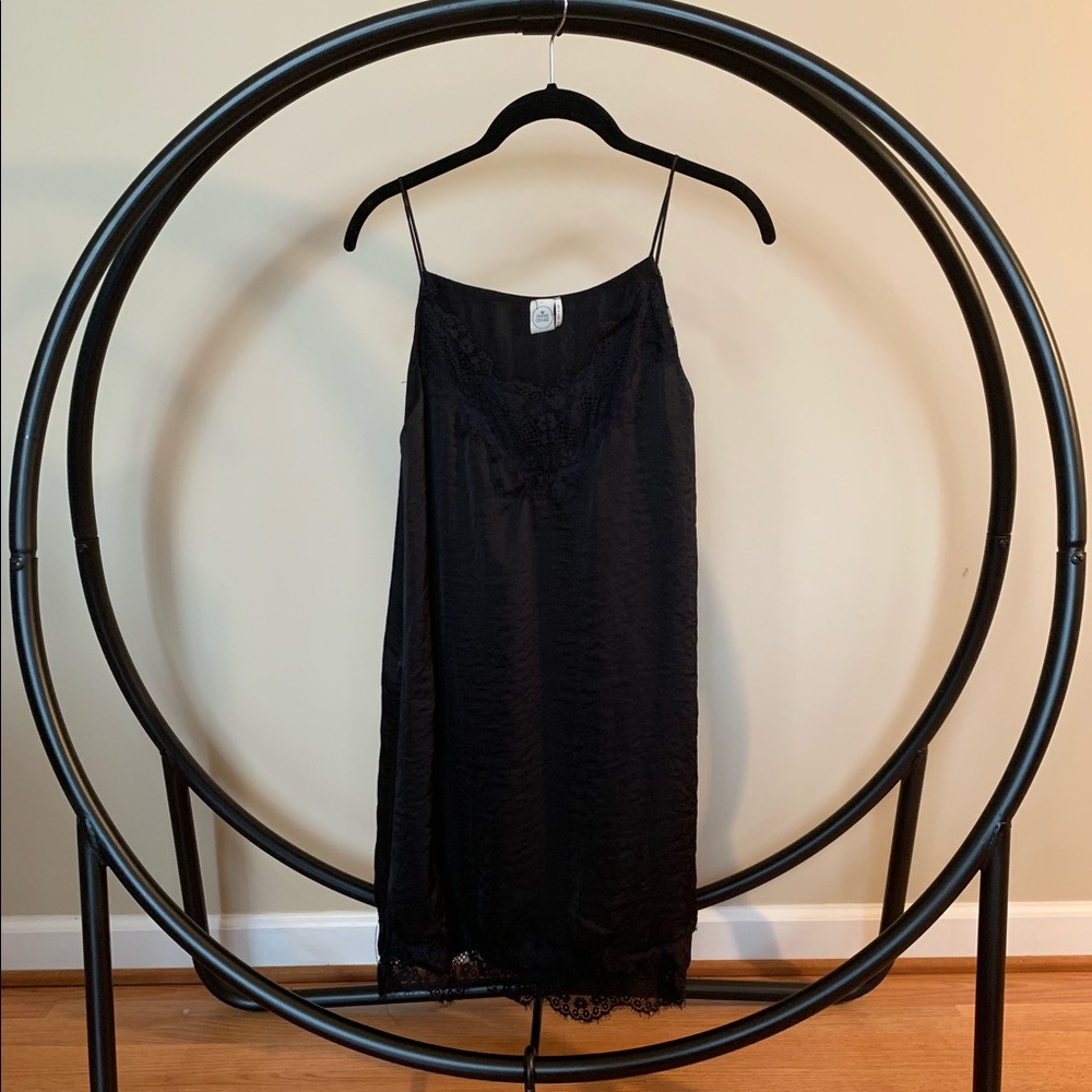 Black Silky Lace Slip Dress